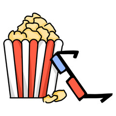 popcorn cinema glasses icon isolated on white background.