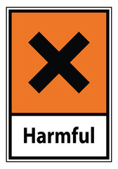 Obraz premium Caution Sign with Black Cross Symbol on Orange Background Indicating Harmful
