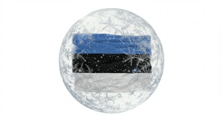 Estonian Flag Encased in a Frozen Orb