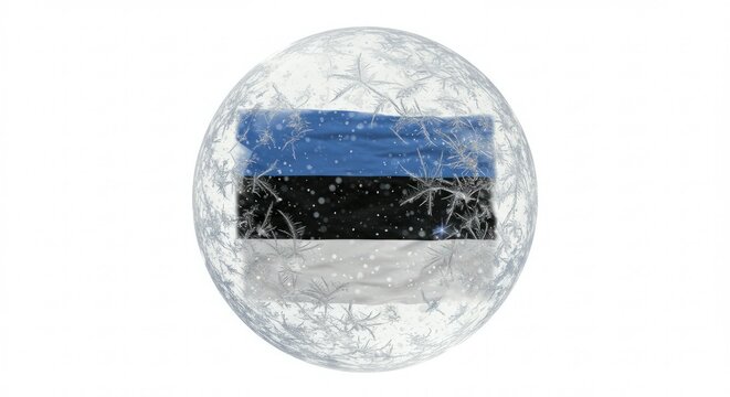 Estonian Flag Encased in a Frozen Orb