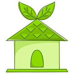 Eco green home icon isolated on transparent background.