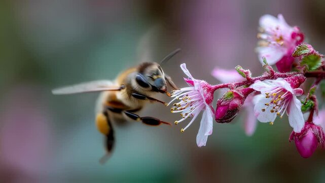Macro shot of a bee pollinating a flower, symbolizing the role of each individual in creating positive change for their community.