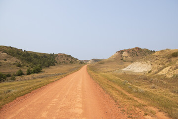 Dirt road through Theodore Roosevelt National Park, North Dakota
