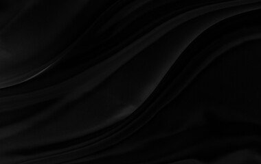 Black gray satin dark fabric texture luxurious shiny that is abstract silk cloth background with patterns soft waves blur beautiful.