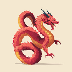 Fototapeta premium vector illustration of dragon isolated in White Background, dragon vector