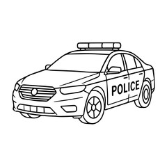 police car line icon vector on white background Vector line icon on white background © Roman