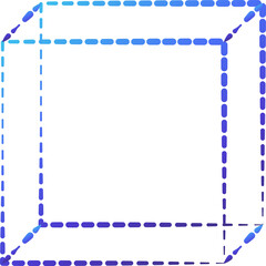 Geometric dashed line shape and icon element for tech, digital, cyber, web