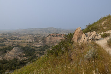 The Badlands rock formations at Theodore Roosevelt National Park, North Dakota
