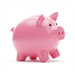Pink piggy bank on white background. Symbol of savings, investment and financial planning.