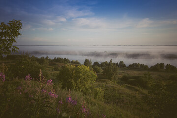 sunset over the river
