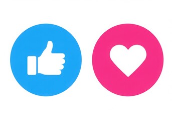 Fototapeta premium Like and love social media icons isolated on white background