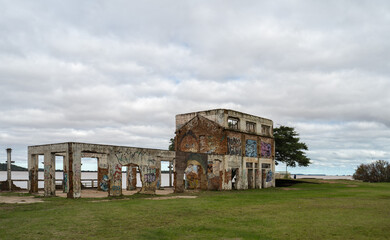 Ruins of an old restaurant on Lami beach, in the city of Porto Alegre