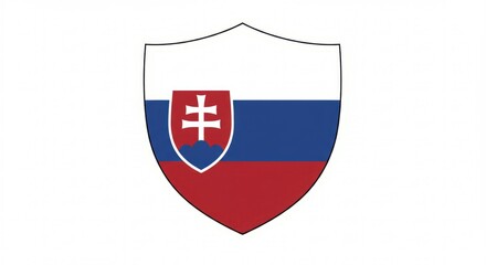 Obraz premium Simple, Flat Design of the Slovakian Flag in a Shield Shape