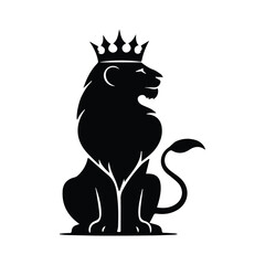 Majestic Crowned Lion Head Design Vector Illustration