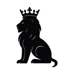 Elegant Crowned Lion Head Vector Illustration