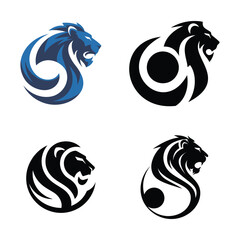 Basketball Lion Mascot Logo Illustration Bundle Vector Illustration