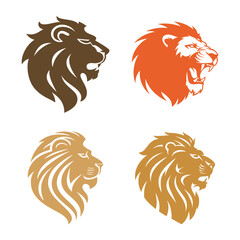 Lion Tattoo Silhouette Logo Bundle Vector Illustration