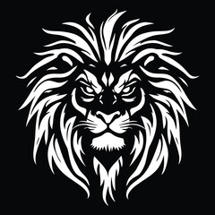 Stylish Lion Tattoo Silhouette Logo Vector Illustration