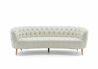 Elegant off white curved sofa isolated on white background