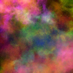 Vibrant abstract nebula with stars in space
