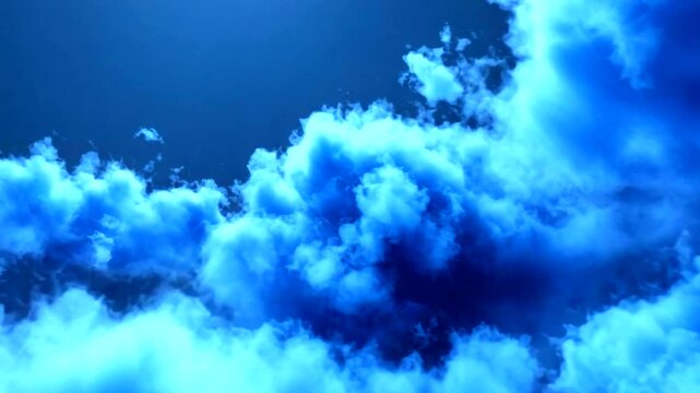 Vivid blue cloudscape, dramatic lighting