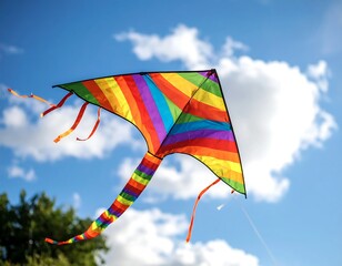 Vibrant kite flying high in the blue sky symbolizing freedom and opportunities