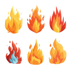 vector illustration of fire isolated in White Background, fire vector 