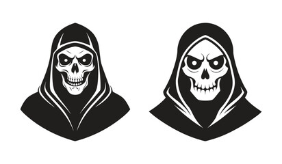 Hooded Cloaked Figure with Skull Head Silhouette Depicting Mysterious Dark and Eerie Hidden Face Concept