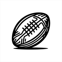 Simple black and white line art illustration of a football.