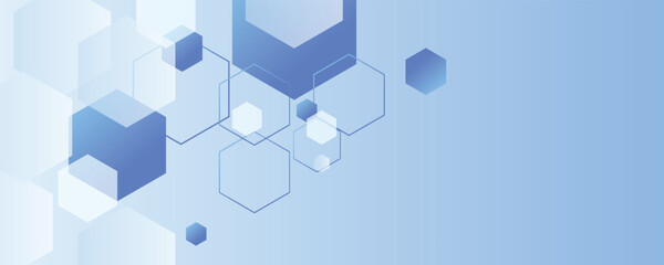 Abstract modern blue banner background design with health icons and symbols. Template design with concept and idea for healthcare technology, innovation medicine, health, science and research.