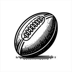 Vintage style graphic illustration of a rugby ball.