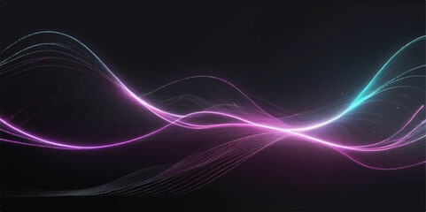 Dynamic fractal lines illuminate an abstract blue and purple background, creating a futuristic wave pattern