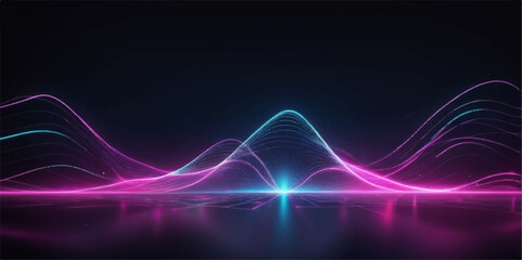Abstract background featuring glowing blue and purple lines in a dynamic wave pattern, illustrating futuristic energy and technology