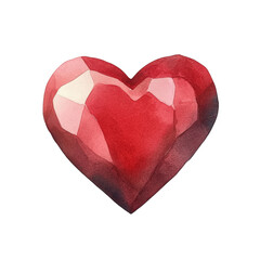 Vibrant red heart shape with glossy finish, showcasing beautiful watercolor effect