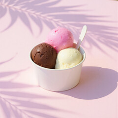 white ice cream pot in pink setting