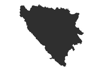 Obraz premium Black vector silhouette map of Bosnia and Herzegovina. Minimalist outline showing the country's precise geographical boundaries.