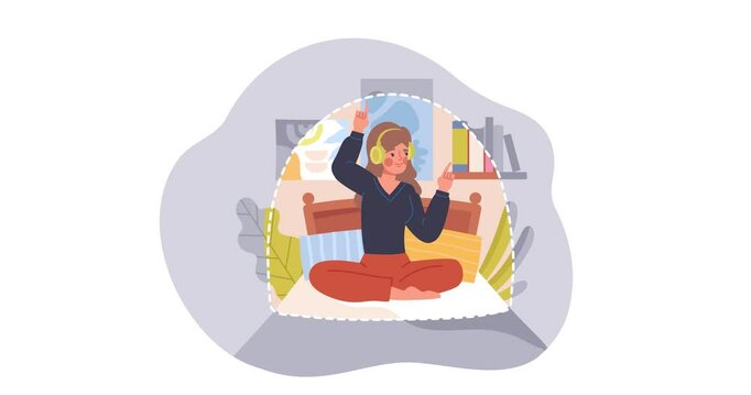 Personal life. Moving banner with mother violating and invading her teenage daughter personal boundaries. Relationship and social interaction difficulties. Flat graphic animated cartoon