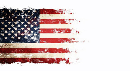 Grunge American flag design element. Distressed, textured USA flag graphic perfect for patriotic projects, Independence Day, Veterans Day, or Memorial Day designs