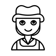 Female Farmer Icon – Line Style