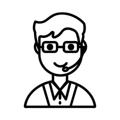 Male Customer Service Icon - Line Style