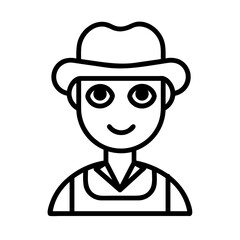 Male Farmer Icon - Line Style