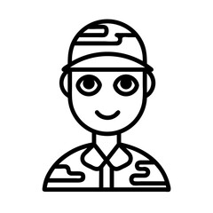 Male Military Icon - Line Style