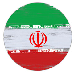 Fototapeta premium Iran flag round shape with paint strokes