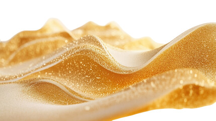 Fototapeta premium Sand Explosion - Golden sand wave explosion with flying particles on transparent background