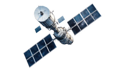  Satellite - Highly detailed modern communication satellite with solar panels on transparent background