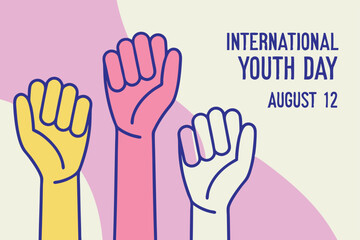 Fototapeta premium International Youth Day Illustration with Raised Fists