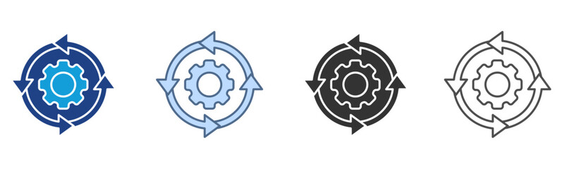 Process Icon Set Multiple Style Collection