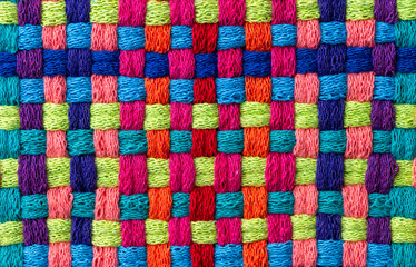 Close up of Colorful Cotton Woven Texture
