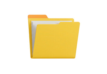 A yellow folder icon, symbolizing digital storage and organization, is shown isolated on transparent background