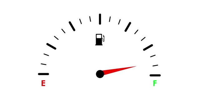 fuel indicator sign on vehicle, animated digital analog vehicle fuel indicator E F full empty 4k looping croma